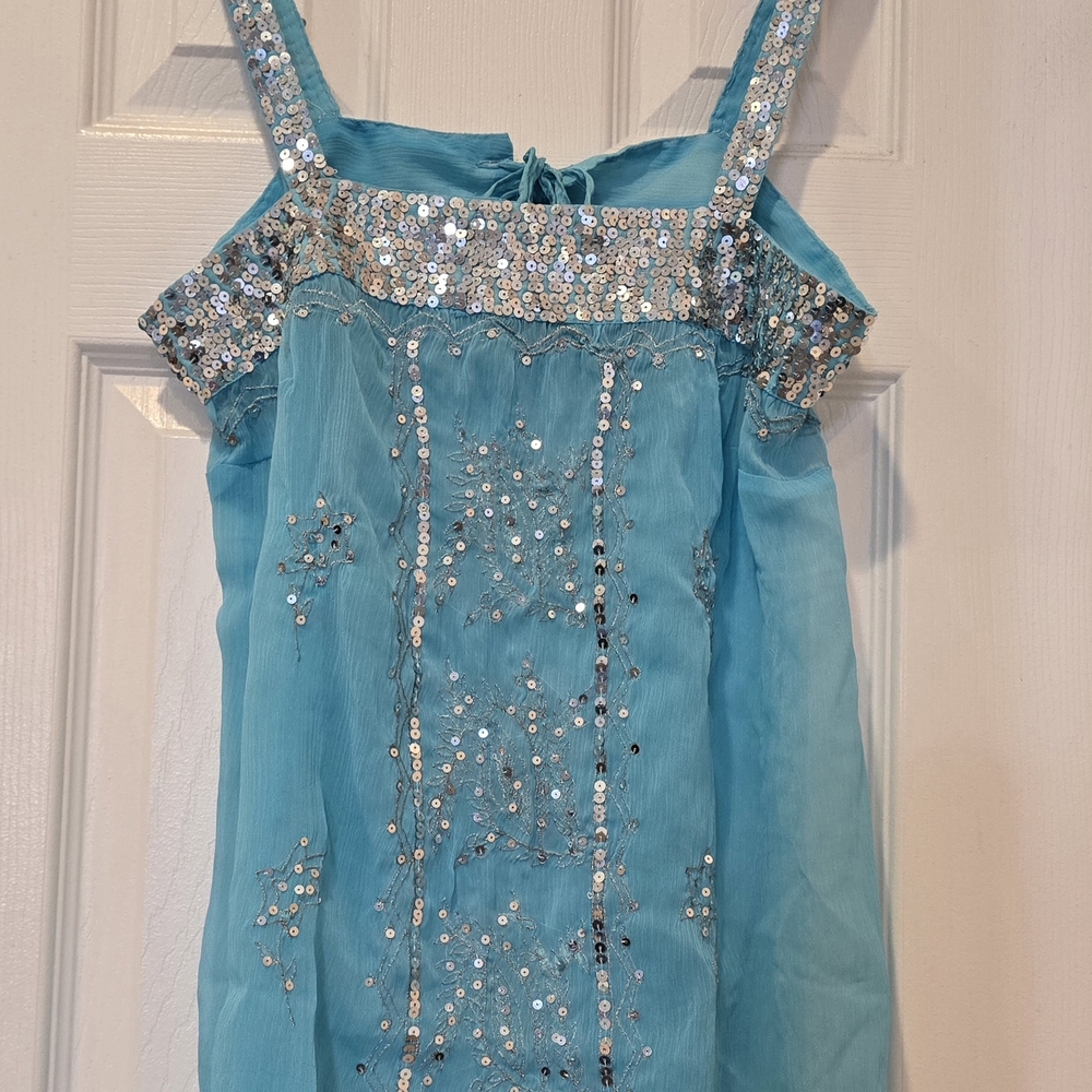 Sequin Embellished Blue Blouse